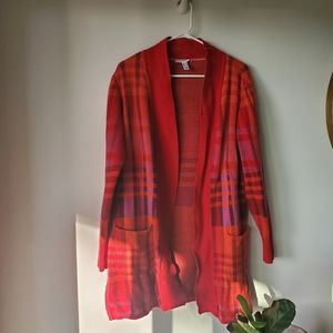 Isaac Mizrahi Live! Long Plaid Cardigan EUC Medium